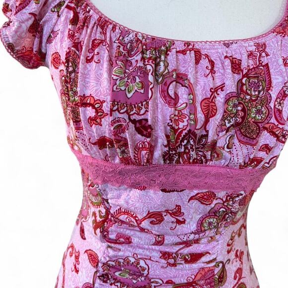 Y2K dead stock trixxi Pink‎ paisley top M/L nwt. - Picture 4 of 7